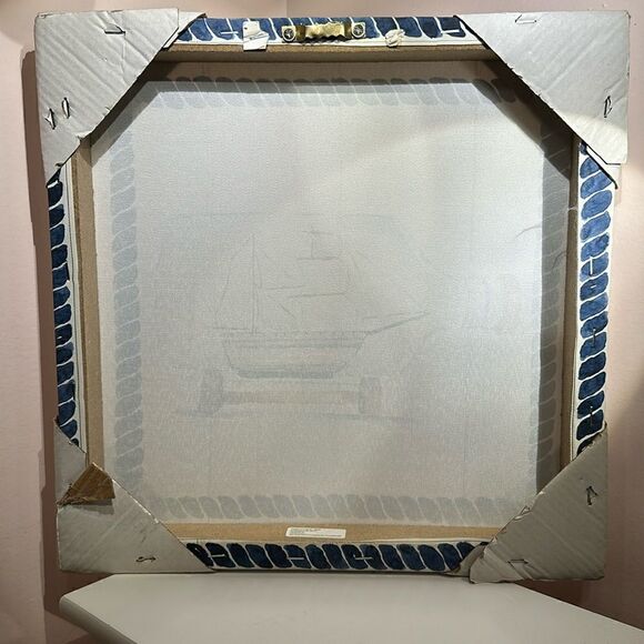 Canvas Art Ship in a Bottle Distressed Stretched Canvas Nautical Coastal Beach - Picture 2 of 9